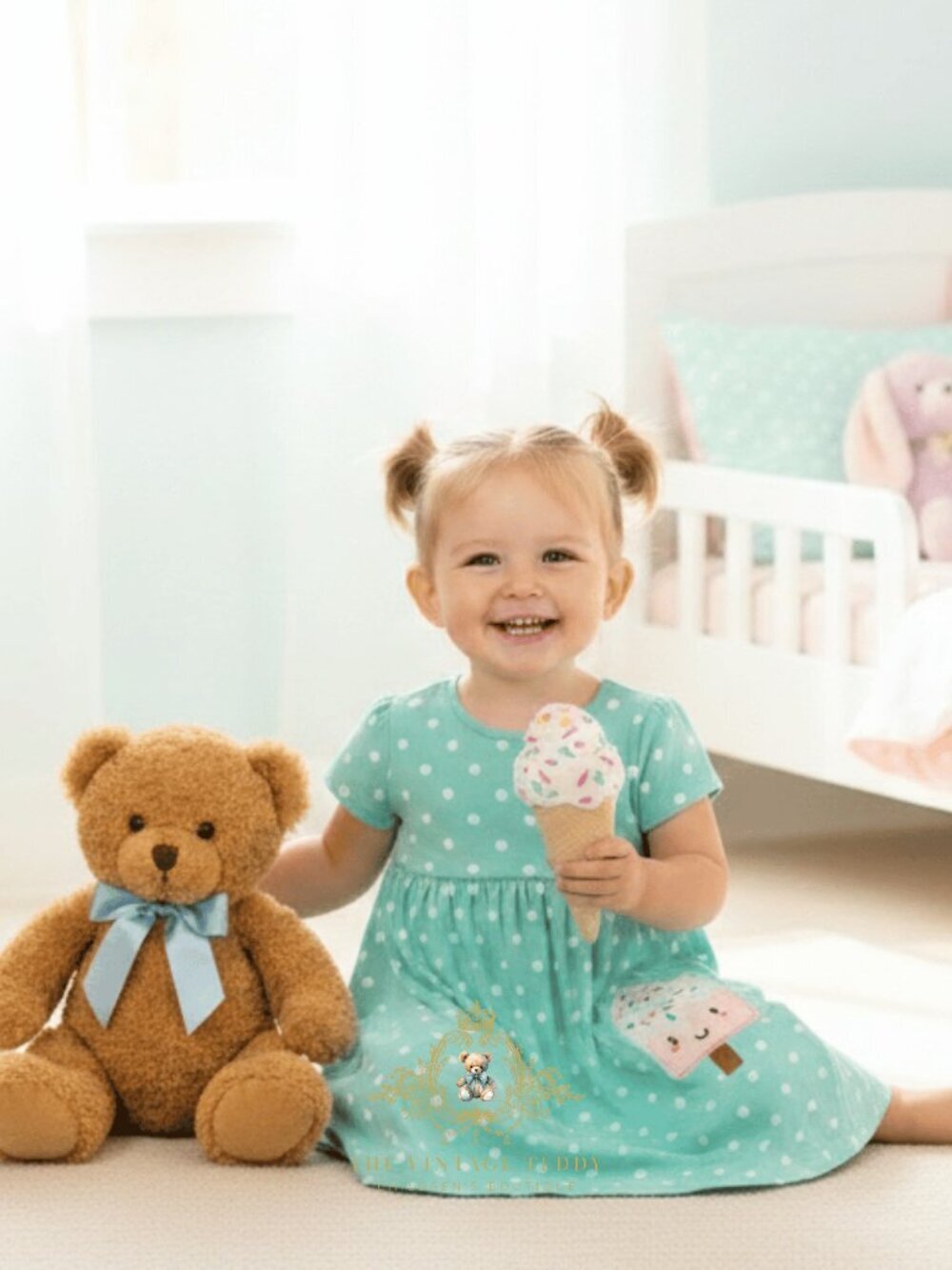 NWT Cute Girls Embroidered Dress Ice Cream Cone with Sprinkles & Polkadots 6Y